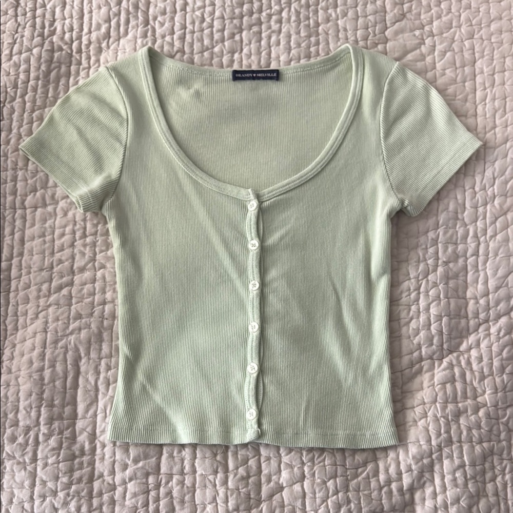 Brandy Ribbed Button-Up Top